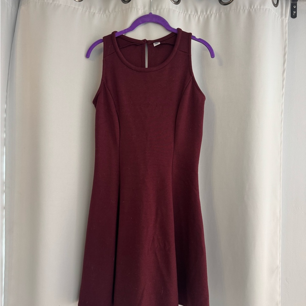 Sleeveless A-Line Dress in Deep Burgundy